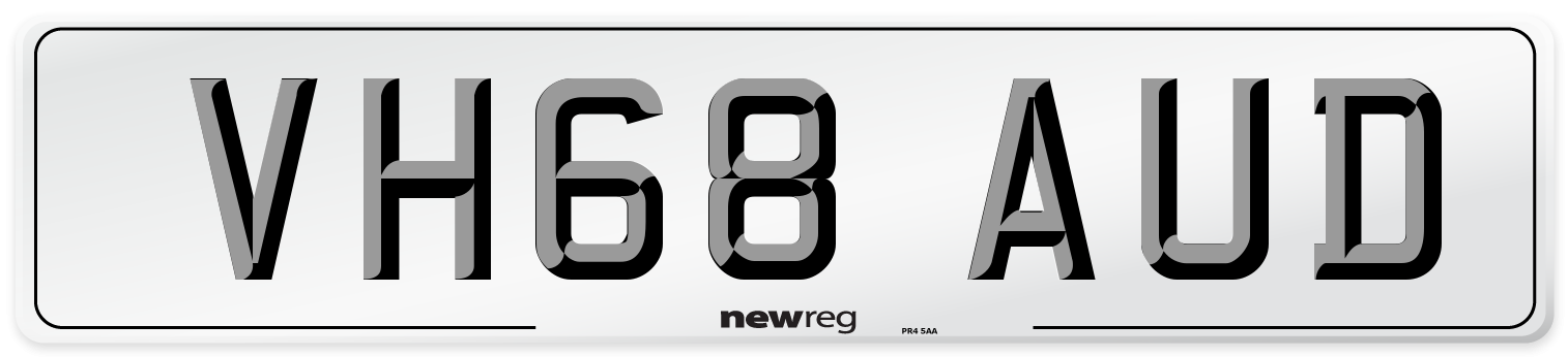 VH68 AUD Number Plate from New Reg